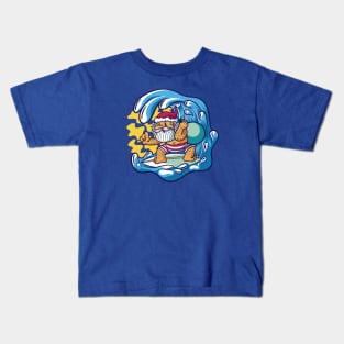 Surfing Santa Claus Cartoon Kids T-Shirt